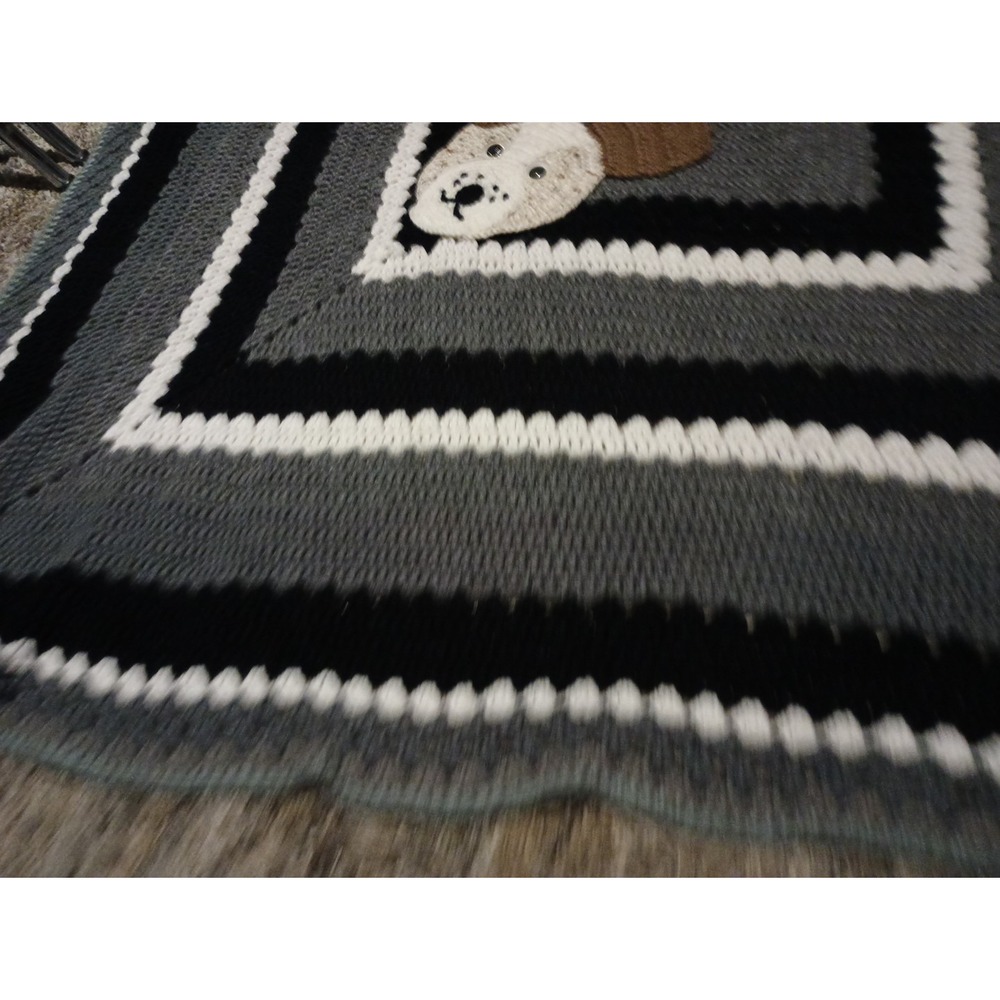 Dog‎ Lovers Handmade Crochet Knit Couch Cover 52in Granny Square Vintage Blanket - Picture 14 of 16